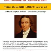 Conférance : Frédéric Chopin (1810 - 1849) : Un coeur en exil