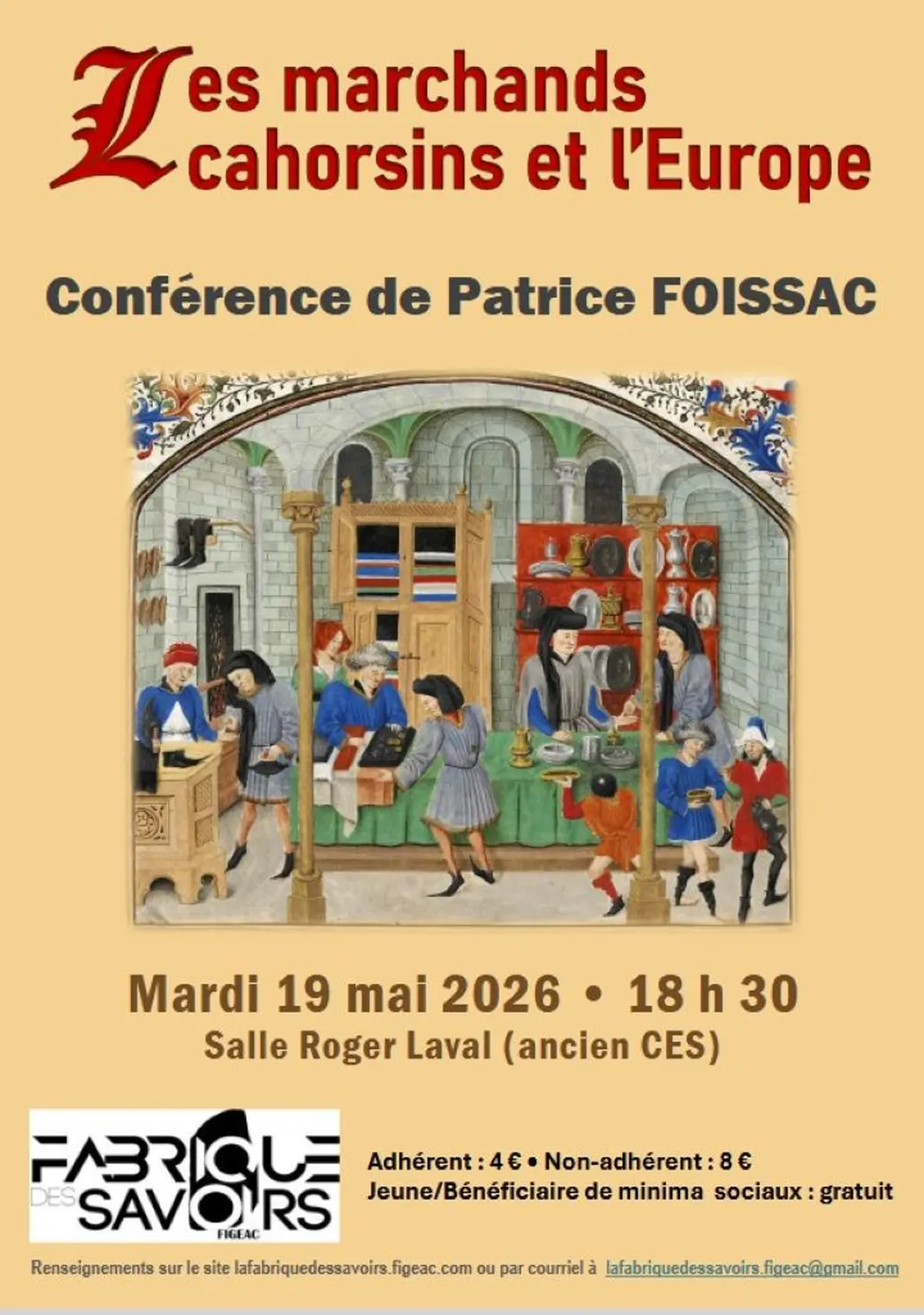 Conférence à Figeac, les marchands Cahorsins et l'Europe