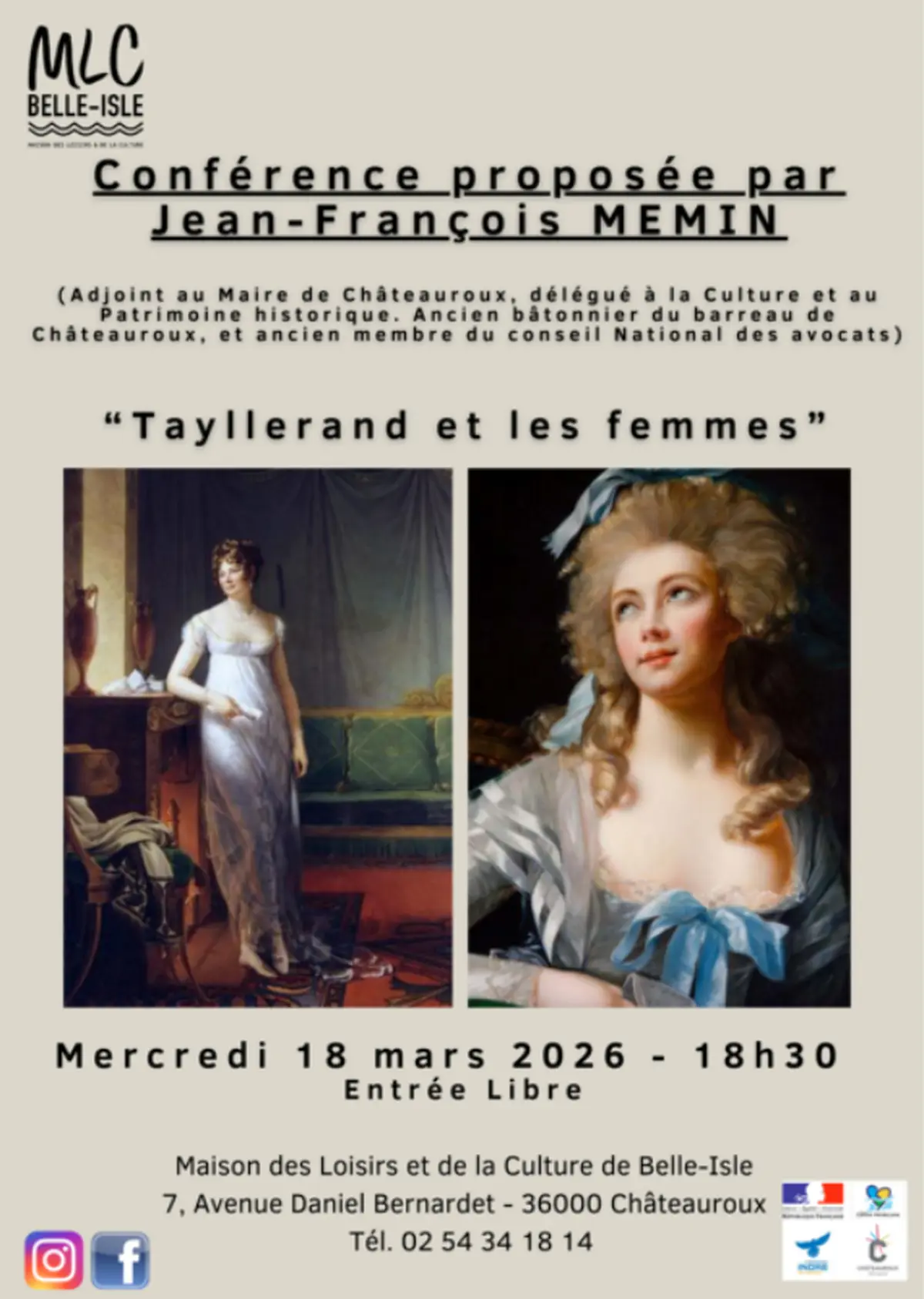 Conférence avec Jean-François MEMIN « Talleyrand et les Femmes »