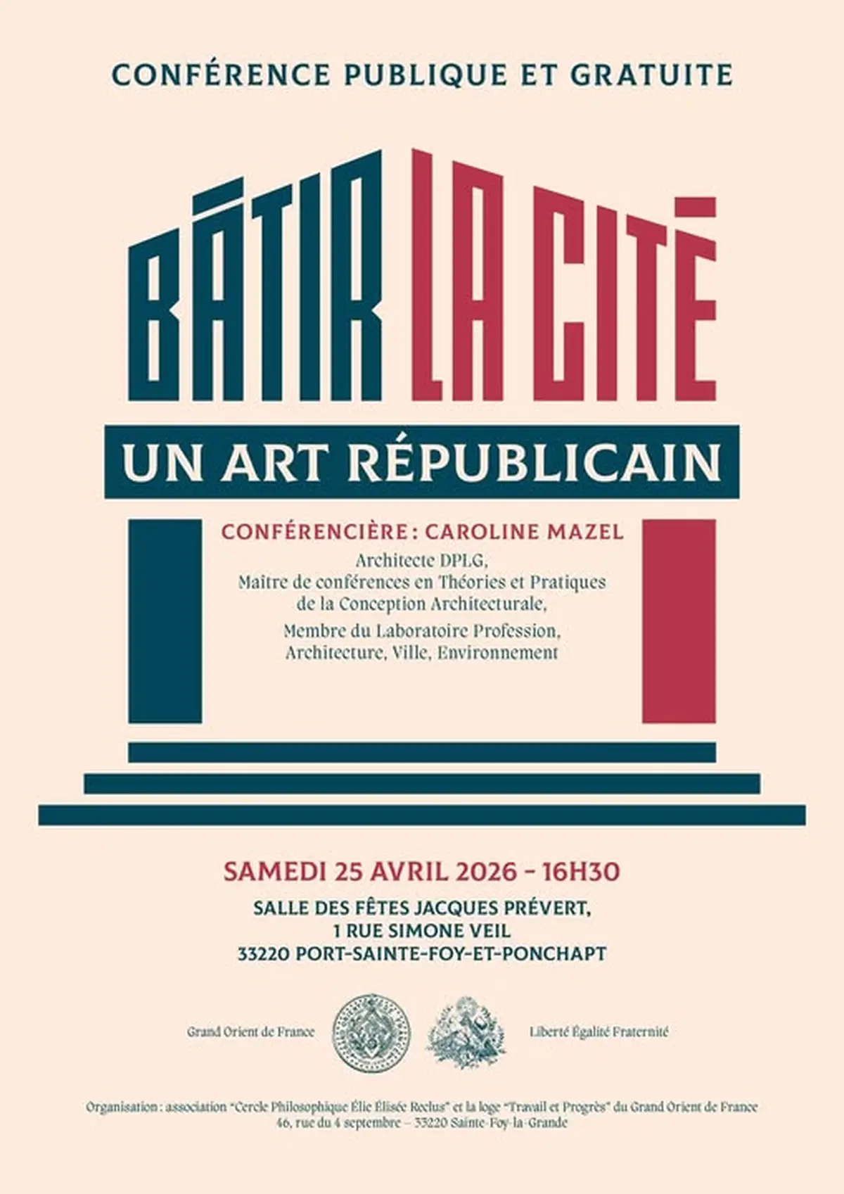 Conférence Bâtir la cité : un art républicain