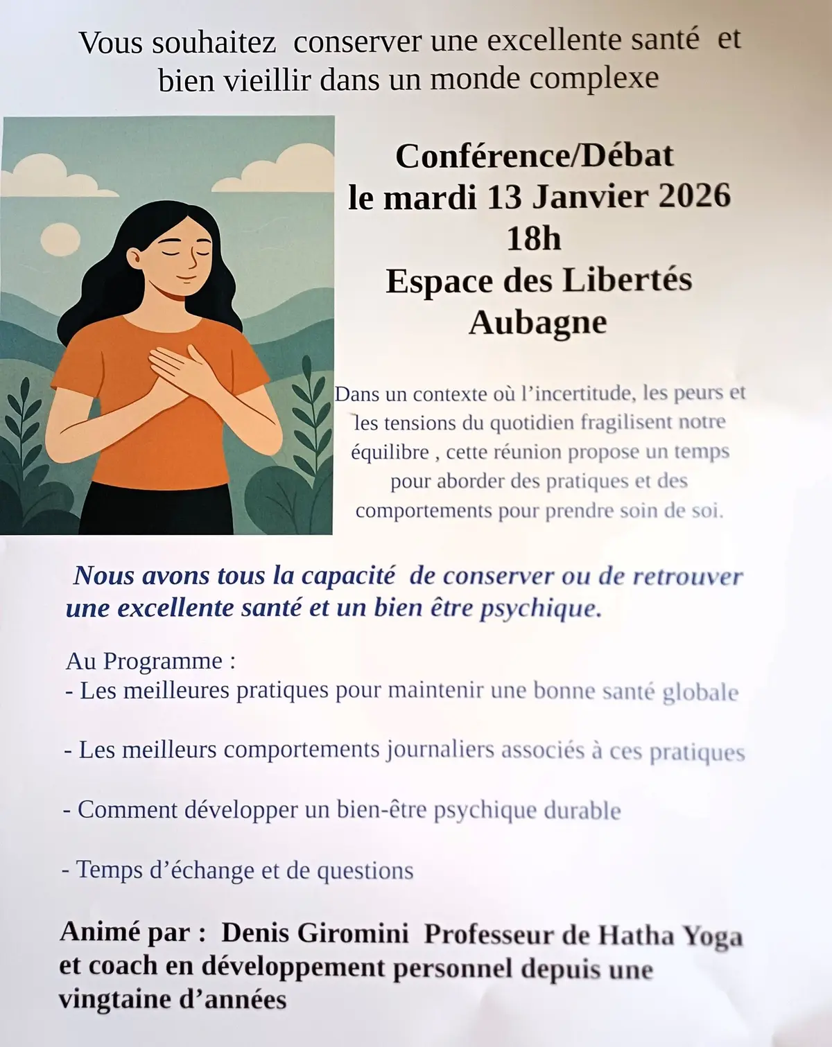 Conférence Conserver une bonne santé et bien vieillir