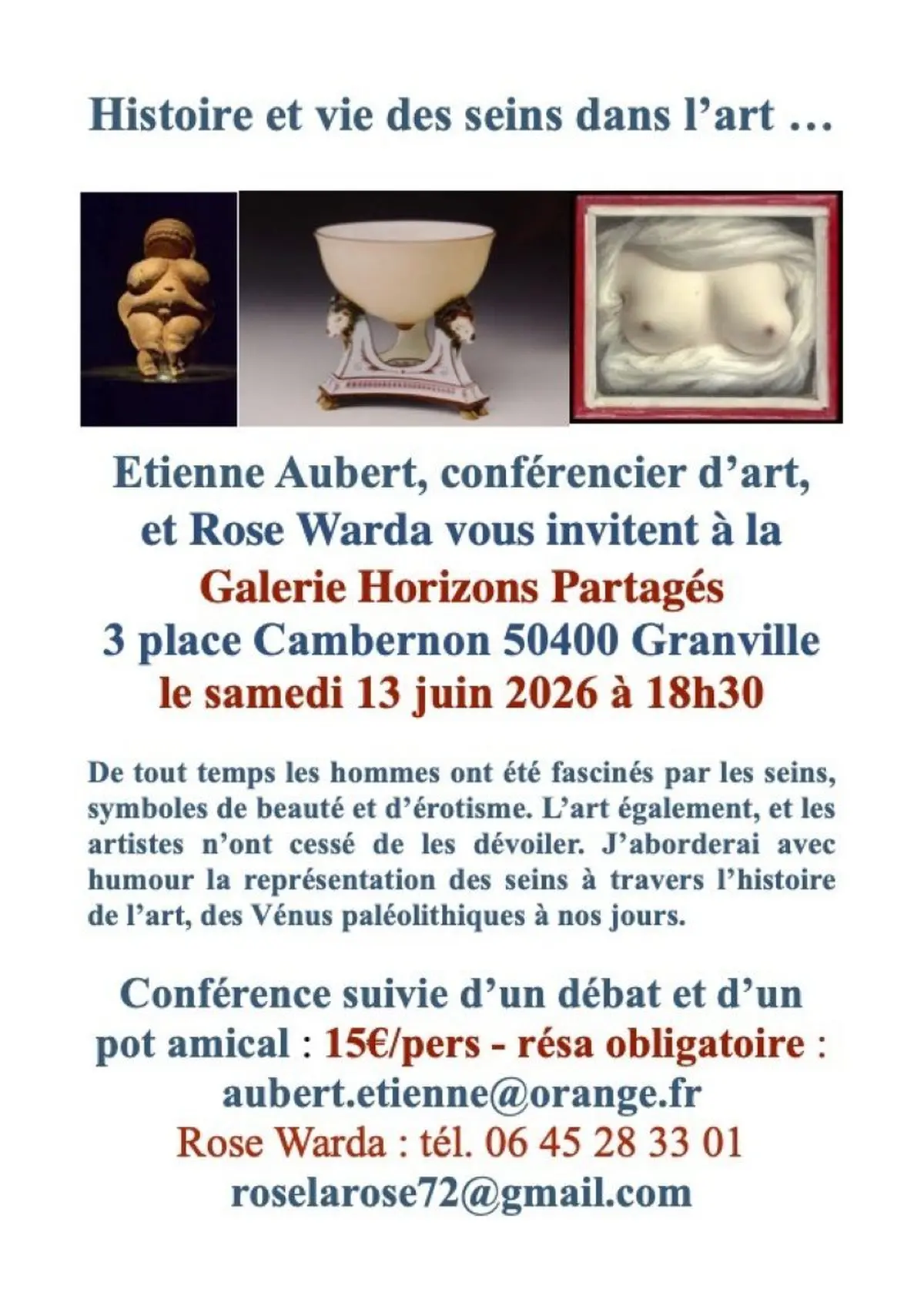 Conférence d'art et d'histoire et vie des seins dans l'art