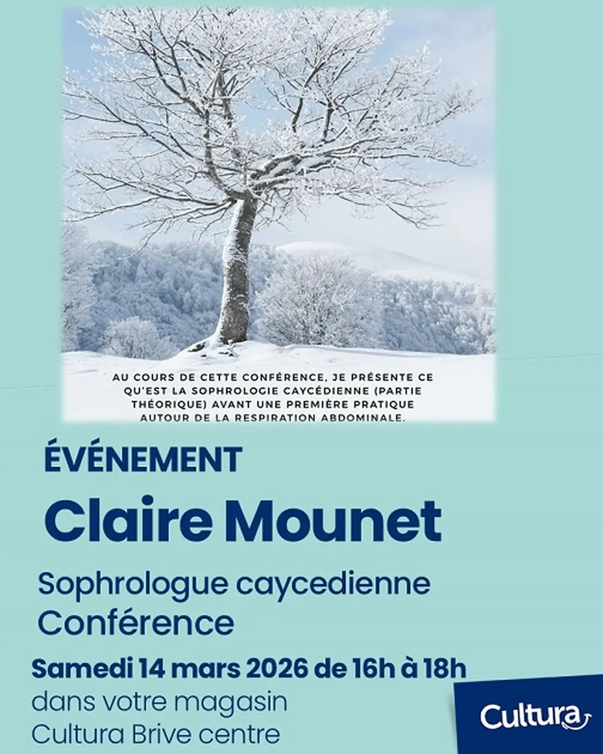 Conférence de Claire Mounet, sophrologue (Cultura Brive Centre)