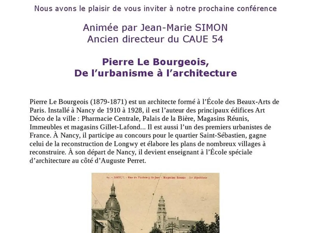 Conférence de l'AGREPE - Pierre Le Bourgeois. De l'urbanisme à l'architecture