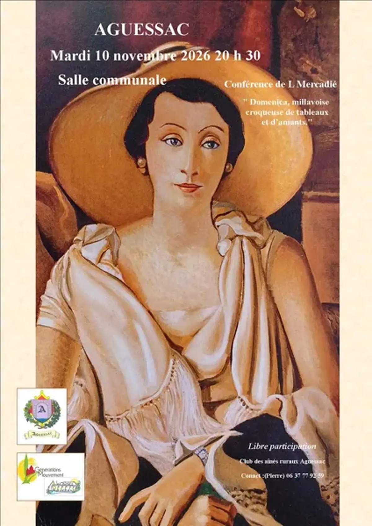 Conférence de L. Mercadié  Domenica, millavoise croqueuse de tableaux et d'amants 