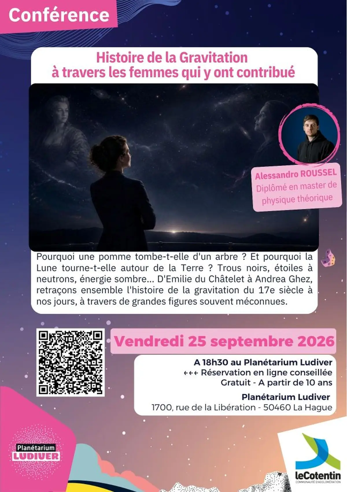 Conférence Histoire de la gravitation à travers les femmes qui y ont contribué par Alessandro Roussel