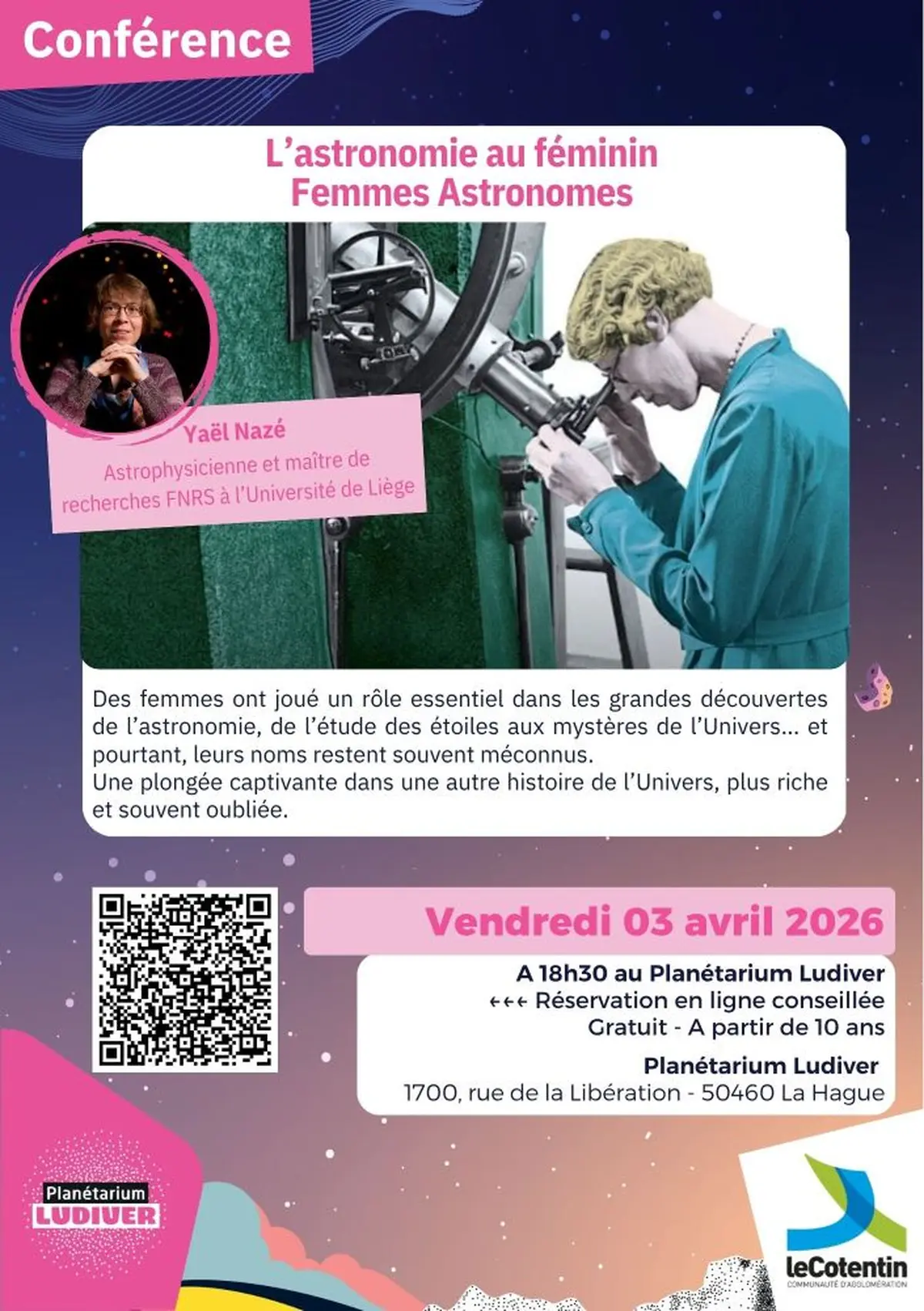 Conférence L'astronomie au féminin - Femmes Astronomes par Yaël Nazé