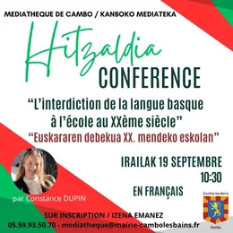 Conférence L'interdiction de la langue basque à l'école au XXème siècle