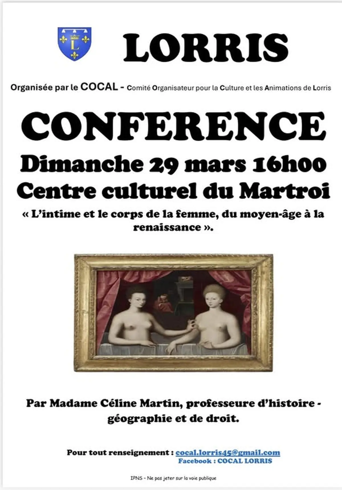 Conférence L'intime et le corps de la femme du Moyen-âge à la Renaissance