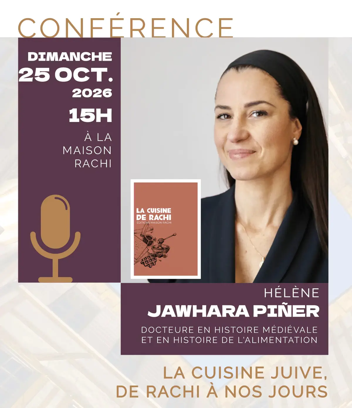 Conférence « La cuisine juive, de Rachi à nos jours » – Hélène Jawhara Piñer