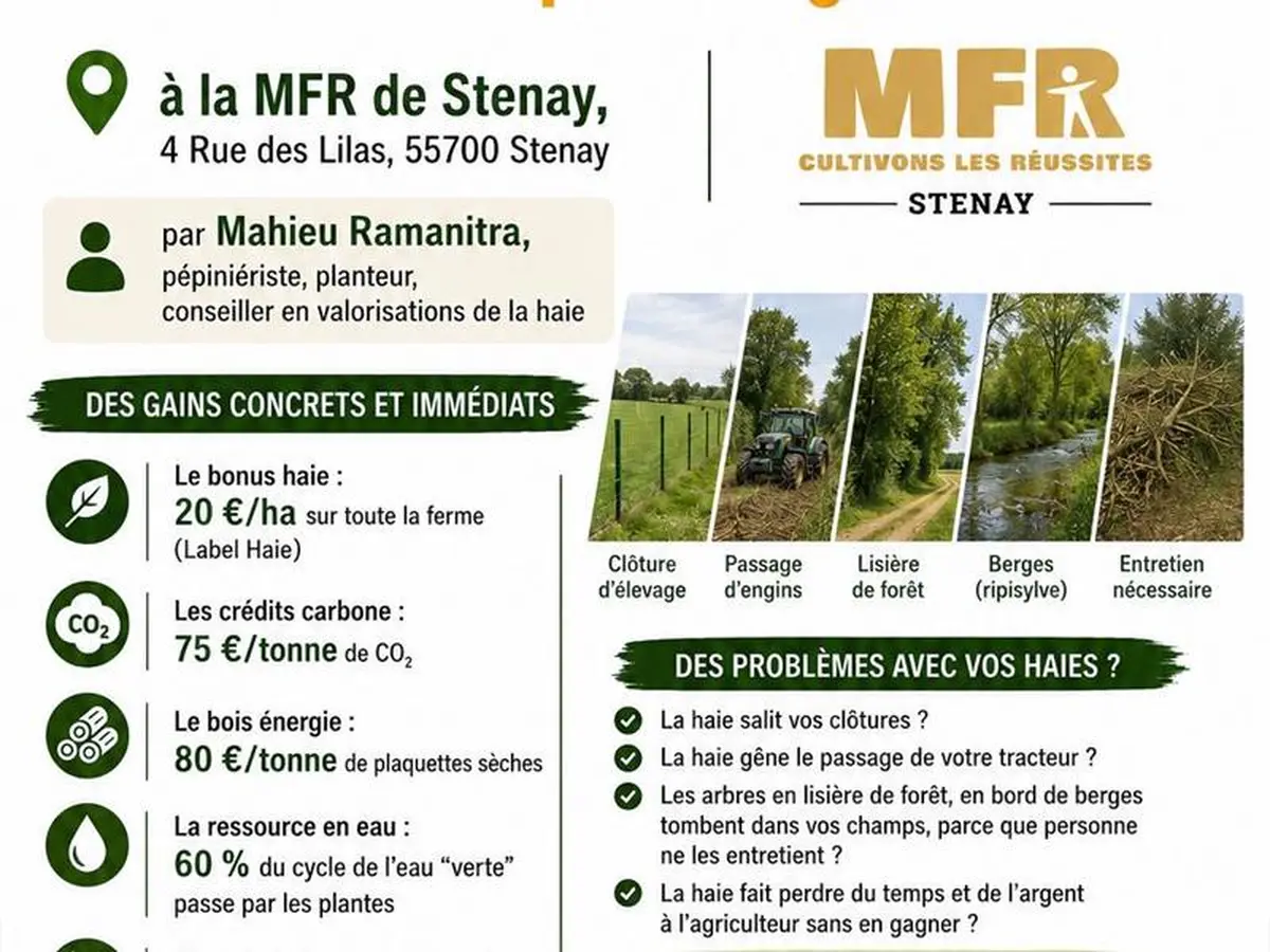 Conférence La haie gérable et rentable, une solution pour l'agriculture !