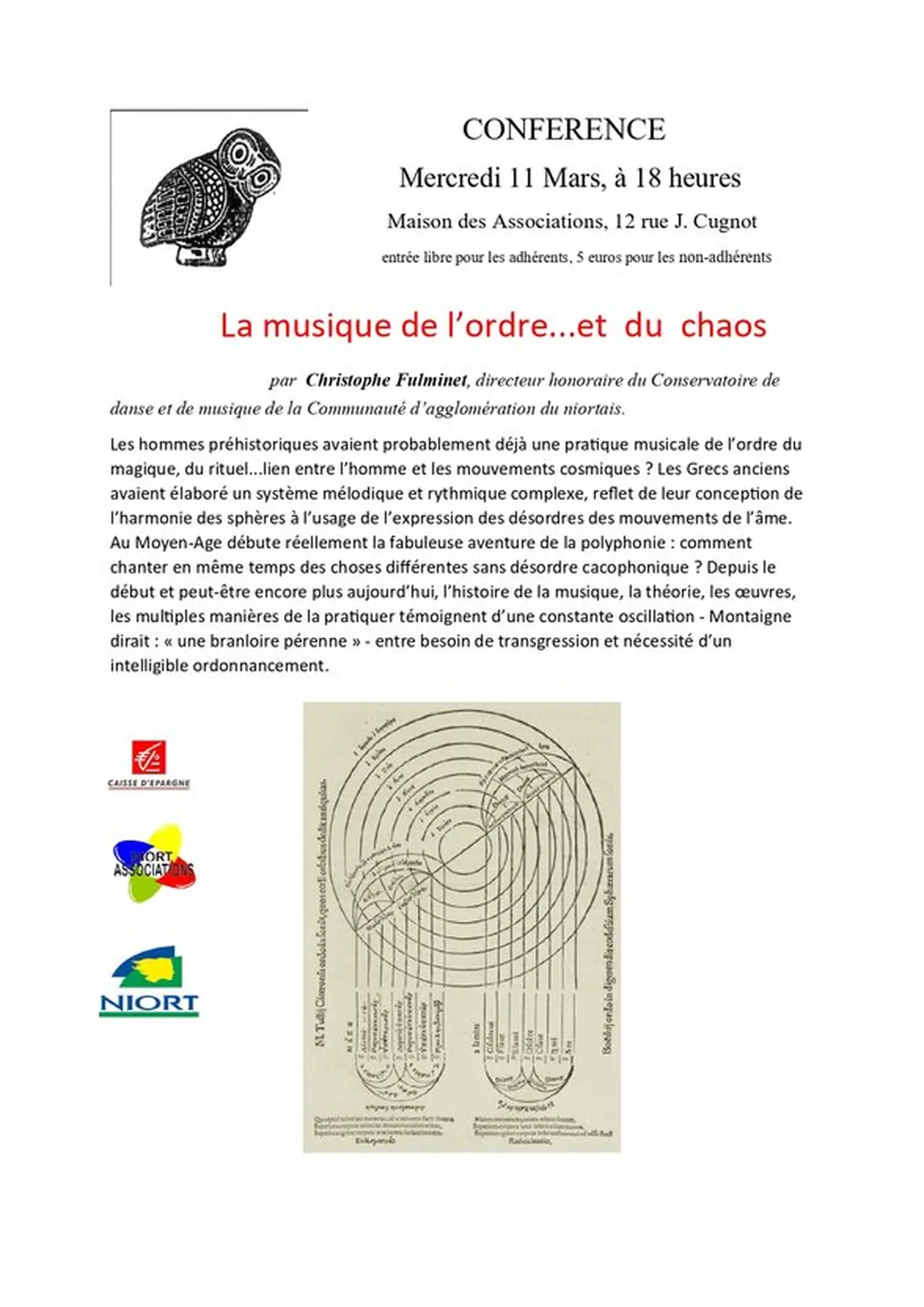 Conférence La musique d'ordre... et du chaos à Niort