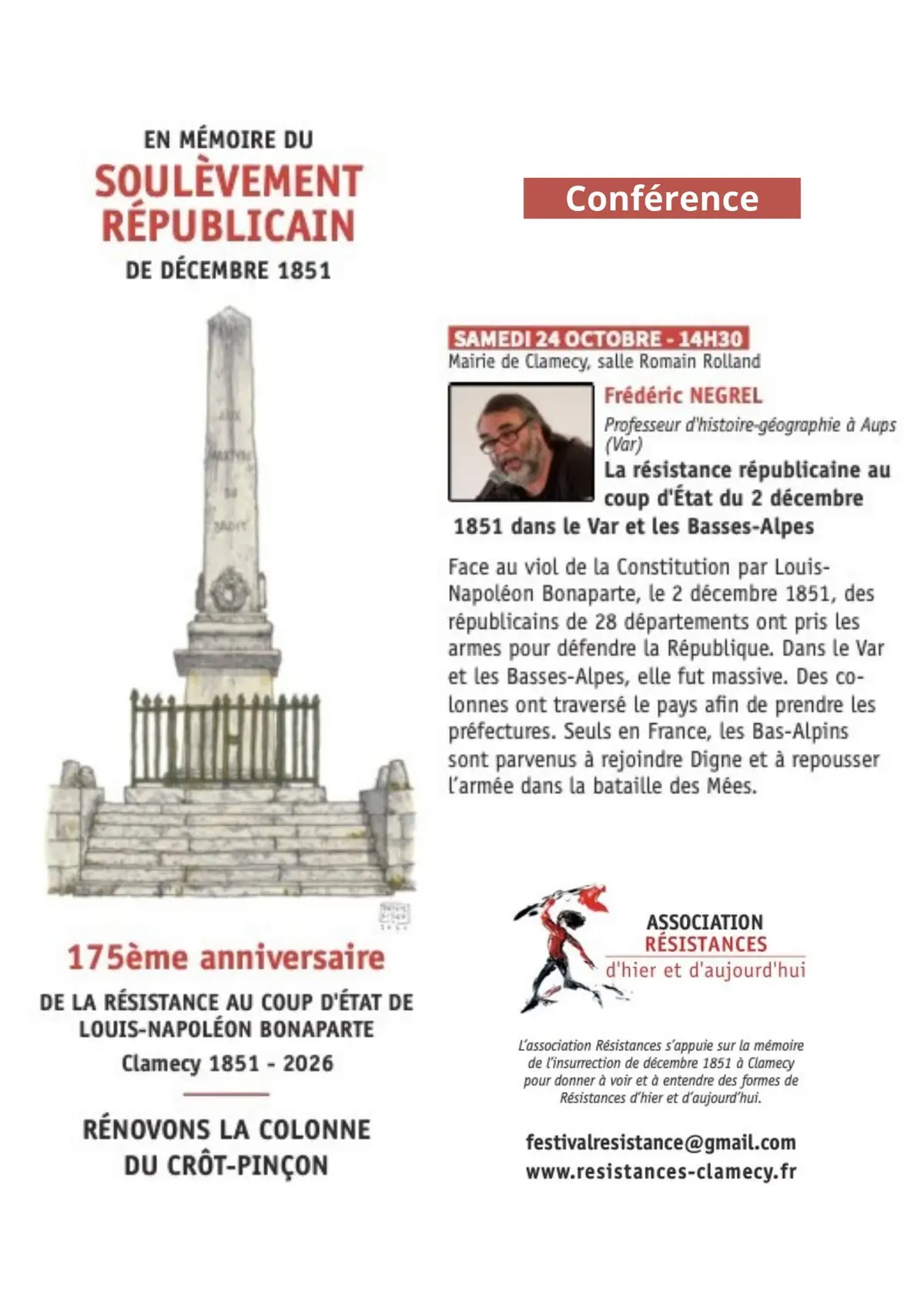 Conférence La résistance républicaine au coup d'Etat du 2 décembre 1851 dans le Var et les Basses-Alpes