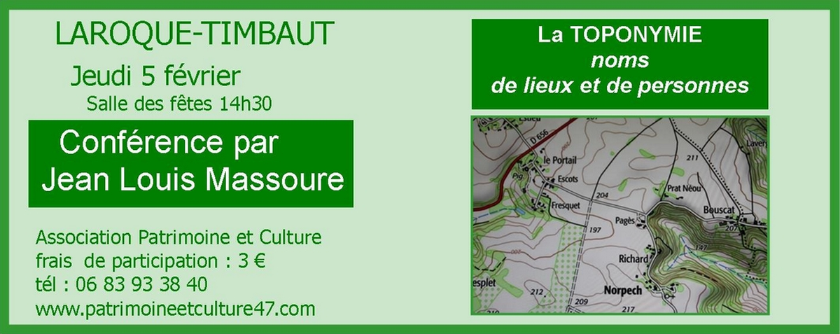 Conférence La Toponymie, noms de Lieux et de Personnes