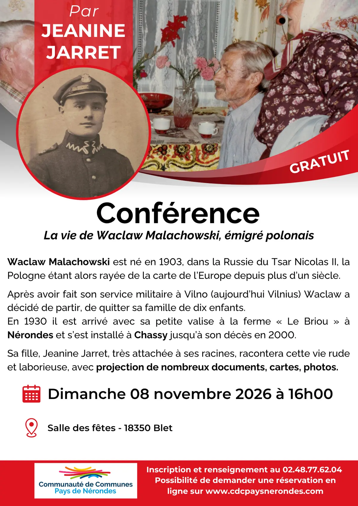 Conférence : La vie de Waclaw Malachowski, émigré polonais