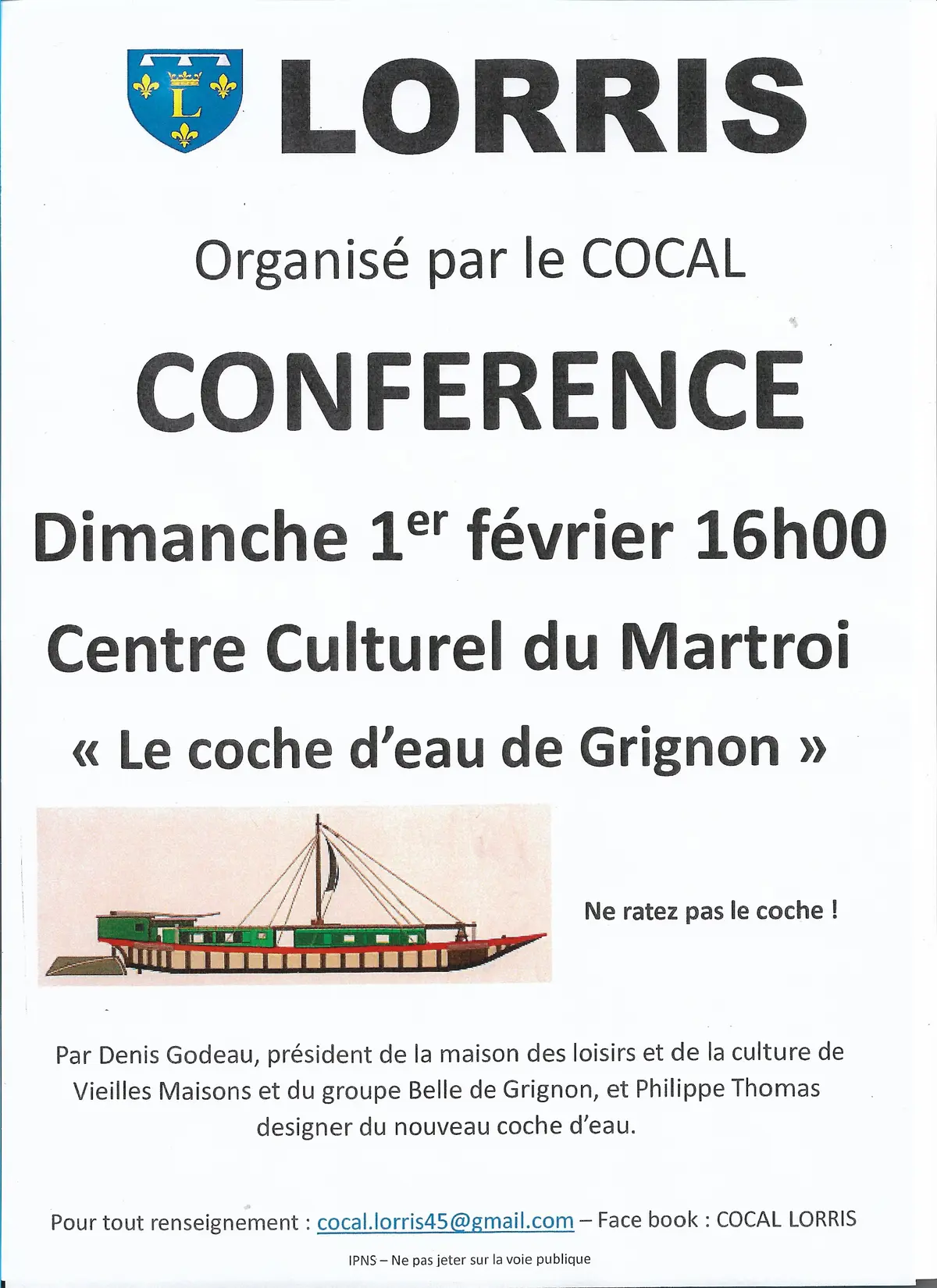 Conférence Le coche d'eau de Grignon