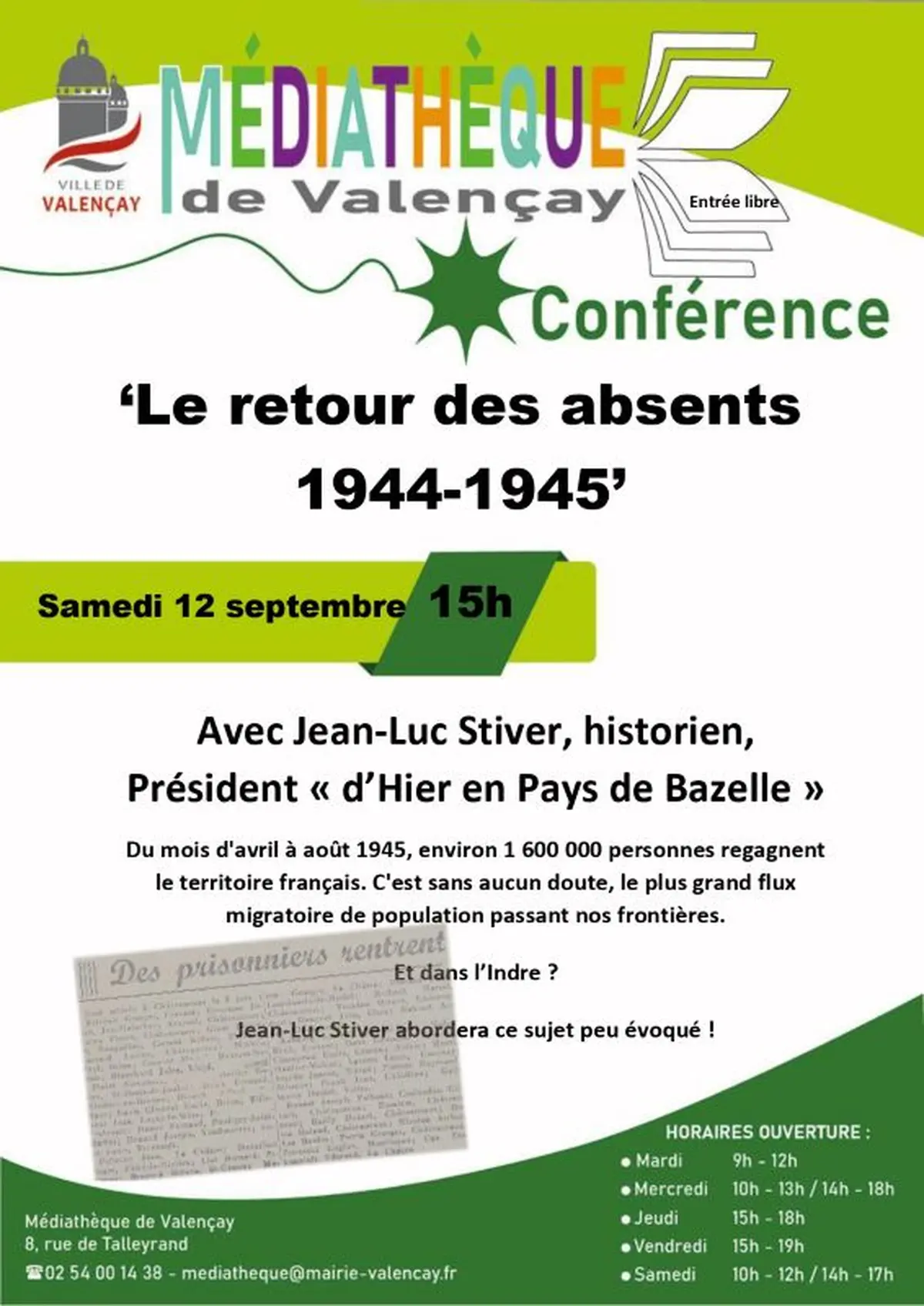 Conférence : Le retour des absents 1944-1945