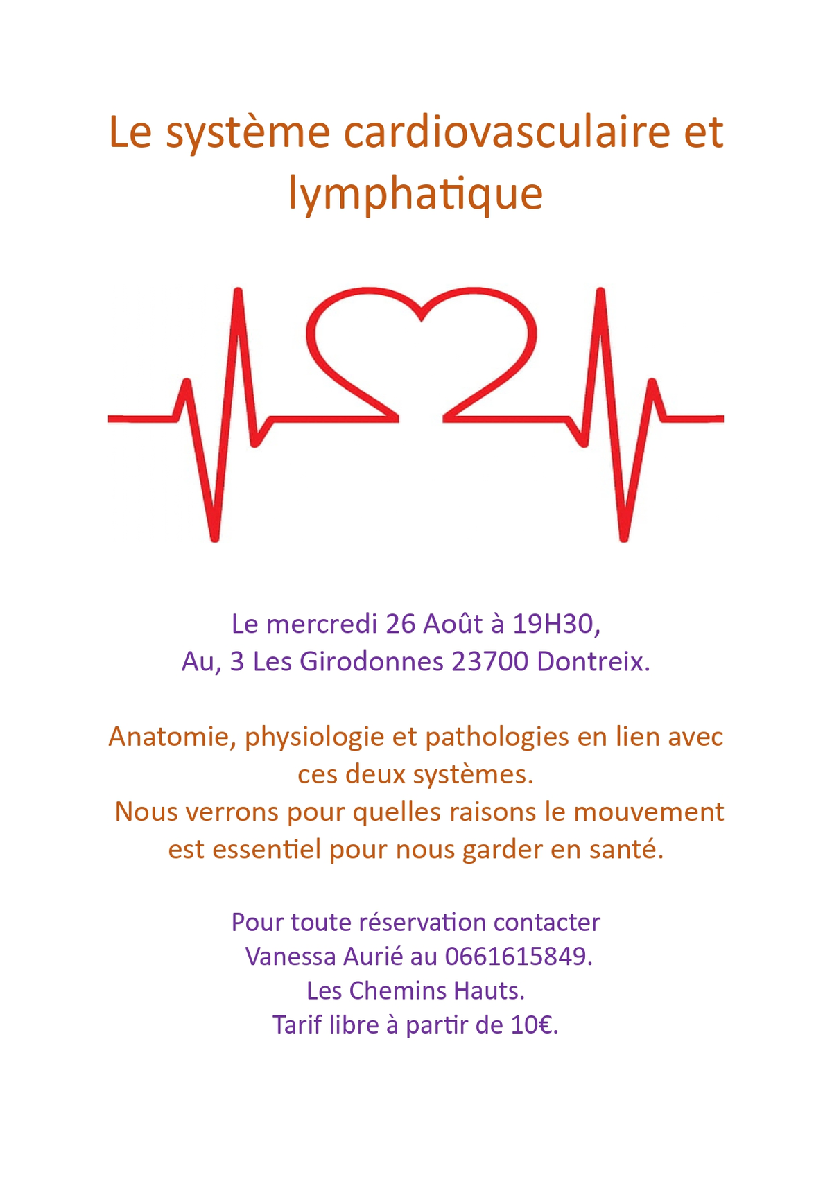 Conférence : Le système cardiovasculaire et lymphatique