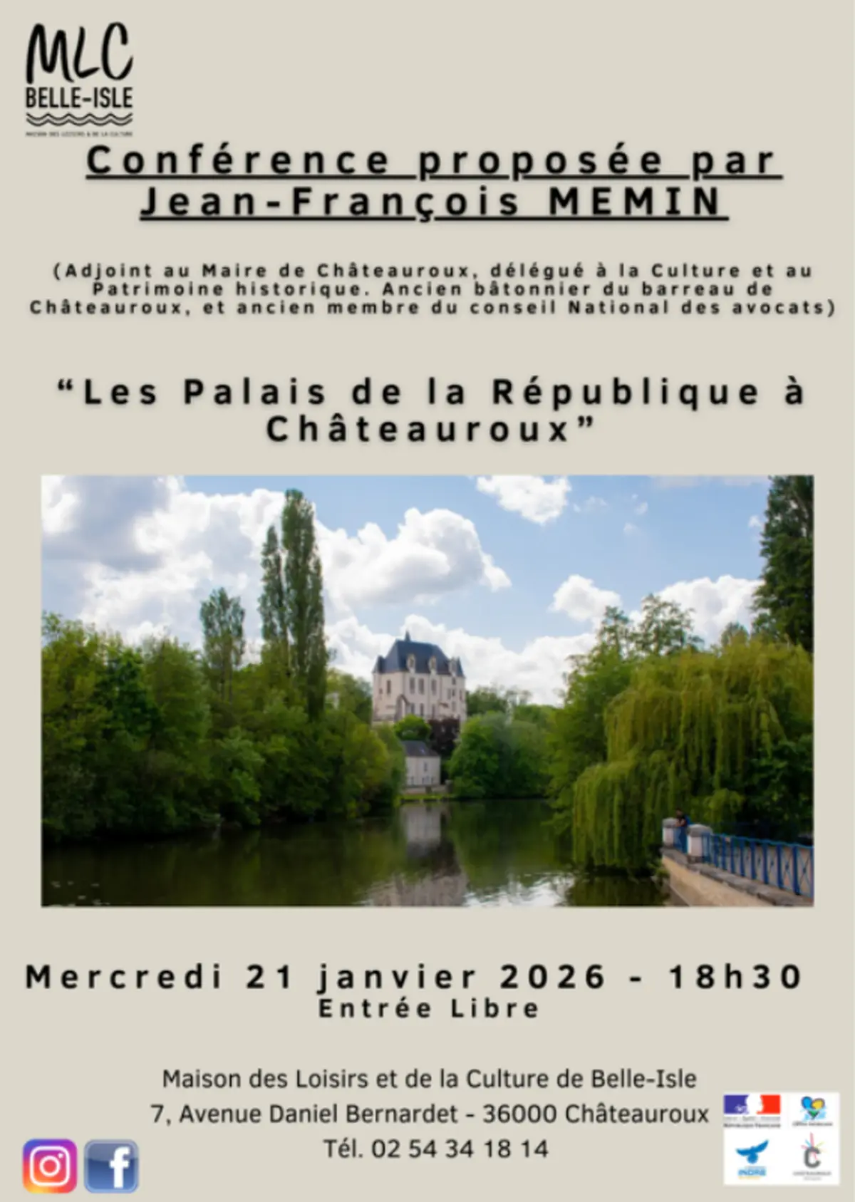 Conférence : « Les Palais de la République à Châteauroux »