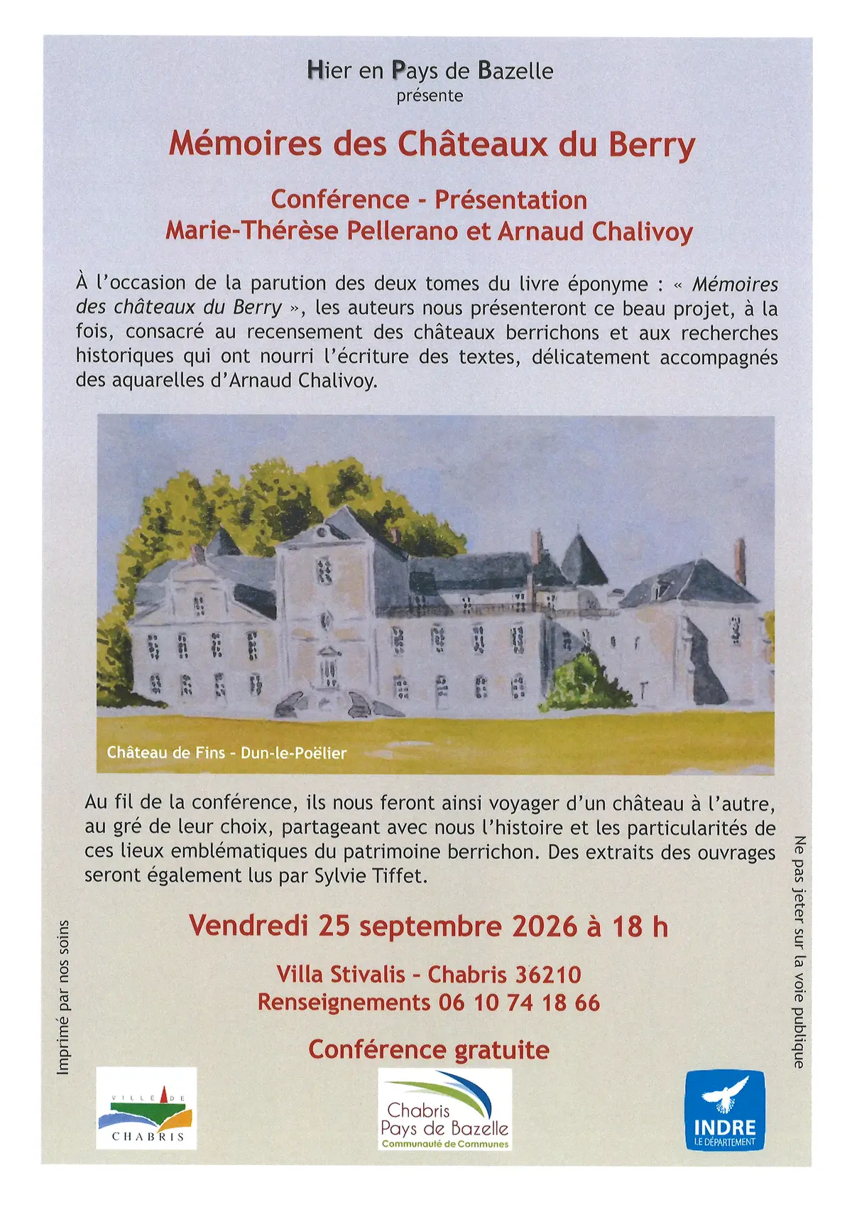 Conférence Mémoires des Châteaux du Berry