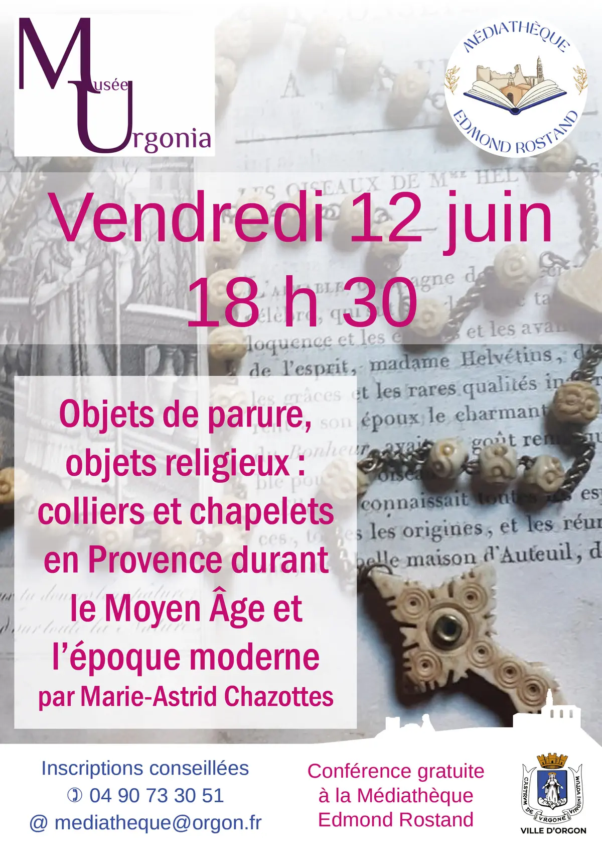 Conférence « Objets de parure, objets religieux : colliers et chapelets en Provence durant le Moyen Âge et l’époque moderne »