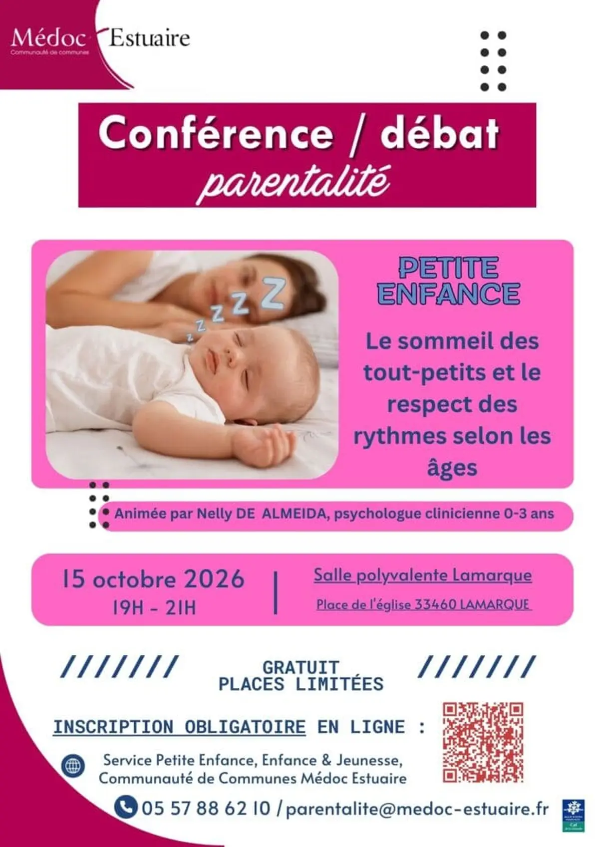 Conférence parentalité CDC Médoc Estuaire : Sommeil des tout-petits et rythmes