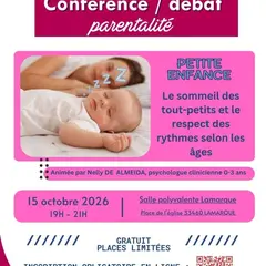 Conférence parentalité CDC Médoc Estuaire : Sommeil des tout-petits et rythmes