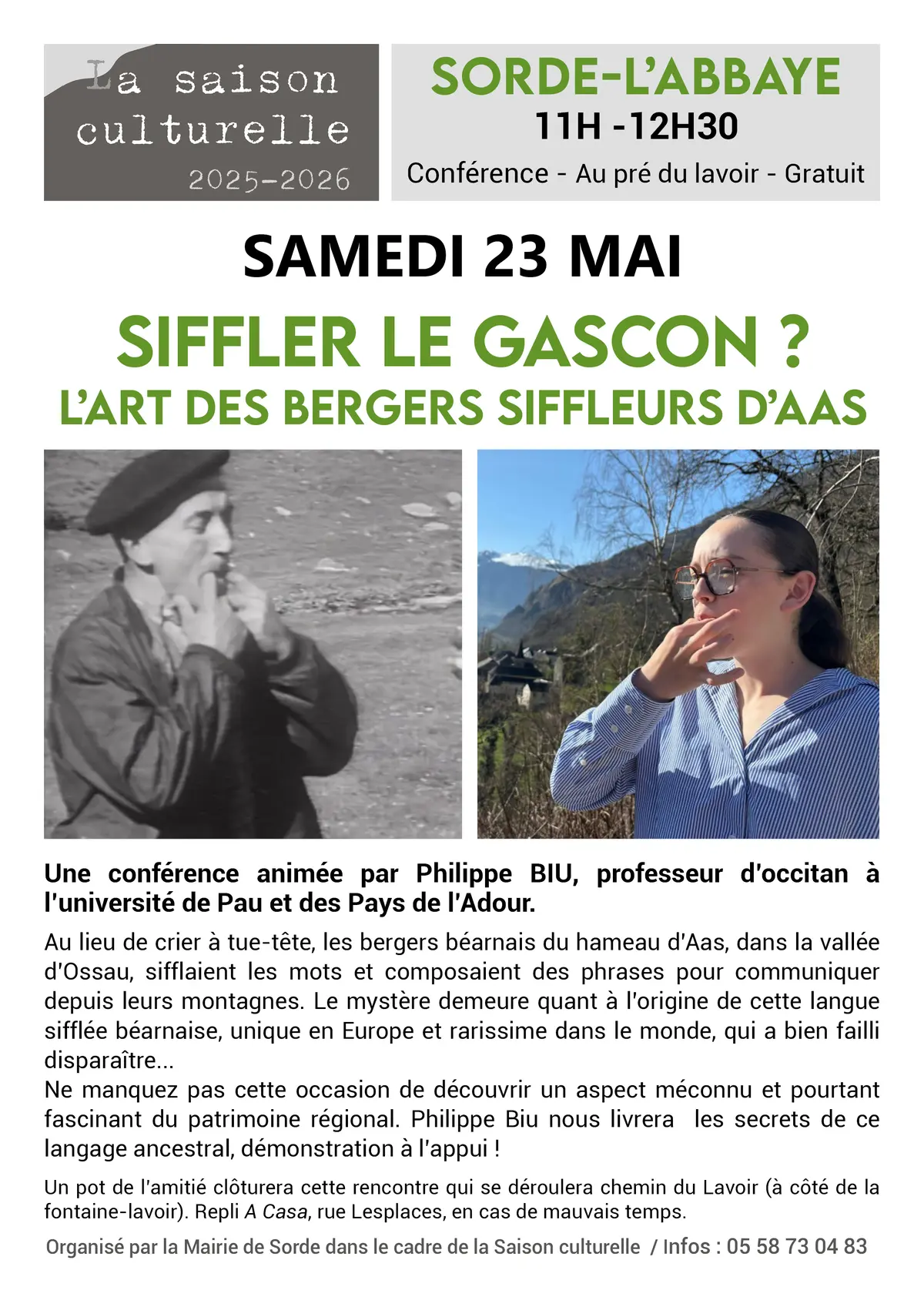 Conférence - Siffler le gascon? L'art des bergers d'Aas