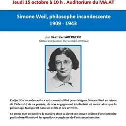 Conférence : Simone Weil, philosophe incandescente