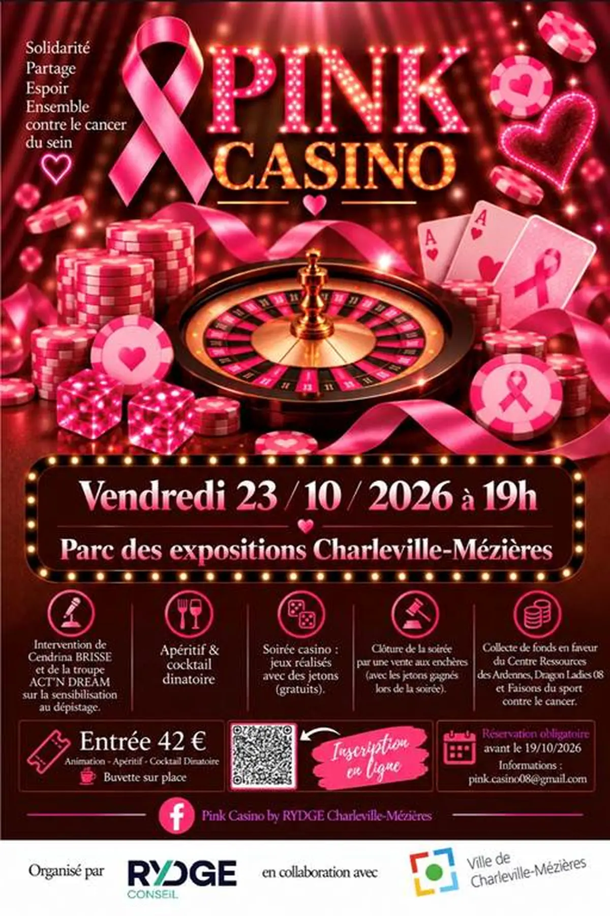 Conférence, soirée festive, récolte des fonds: Pink Casino