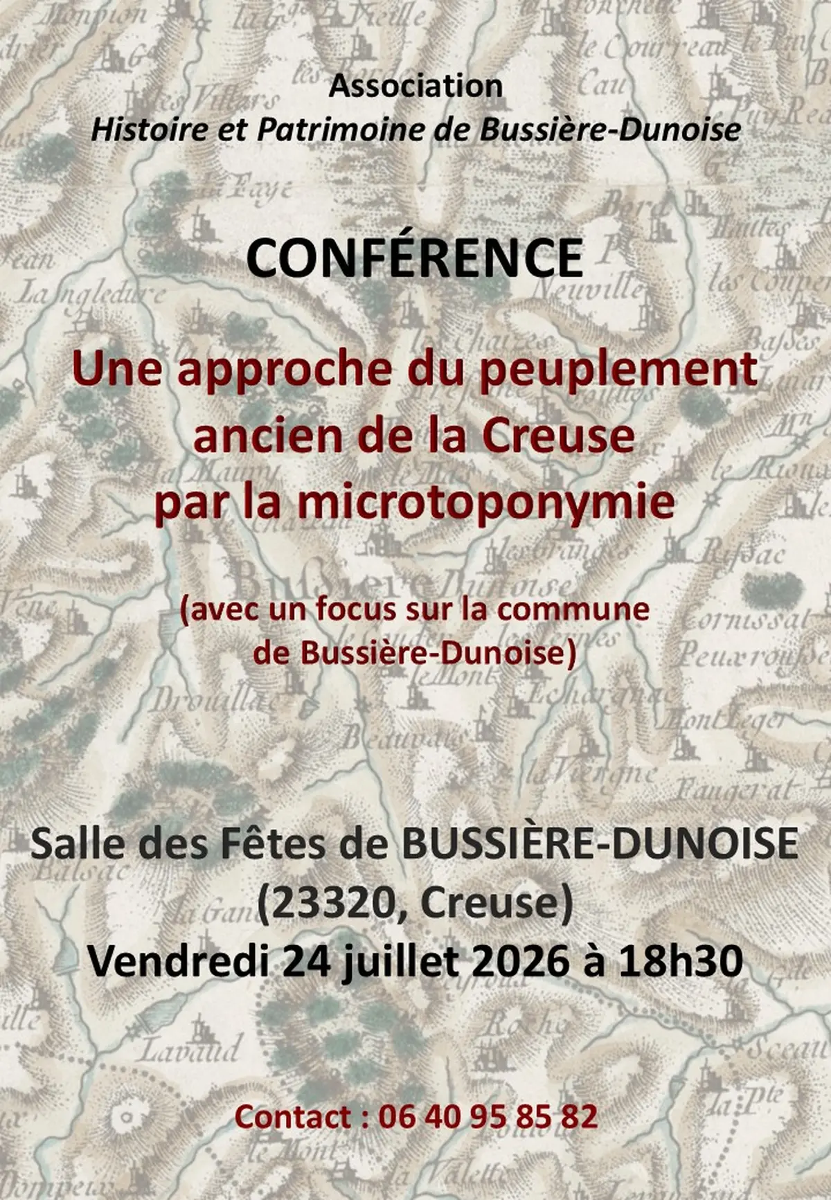 Conférence Une approche du peuplement ancien de la Creuse par la microtoponymie