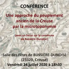 Conférence Une approche du peuplement ancien de la Creuse par la microtoponymie