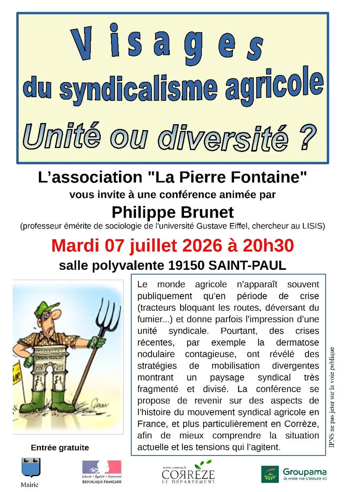 Conférence : Visages du syndicalisme agricole : Unité ou diversité ?