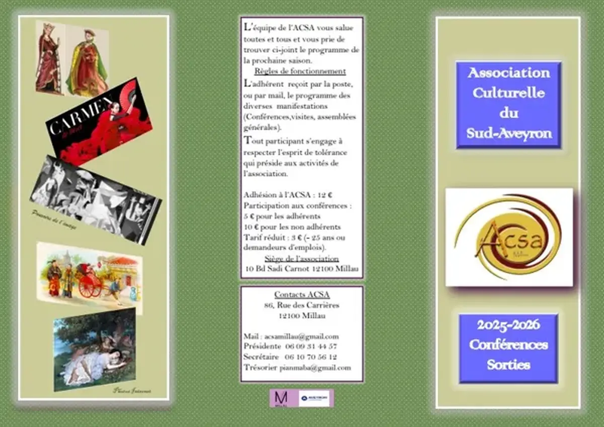 Conférences et sorties ACSA - 2025-2026