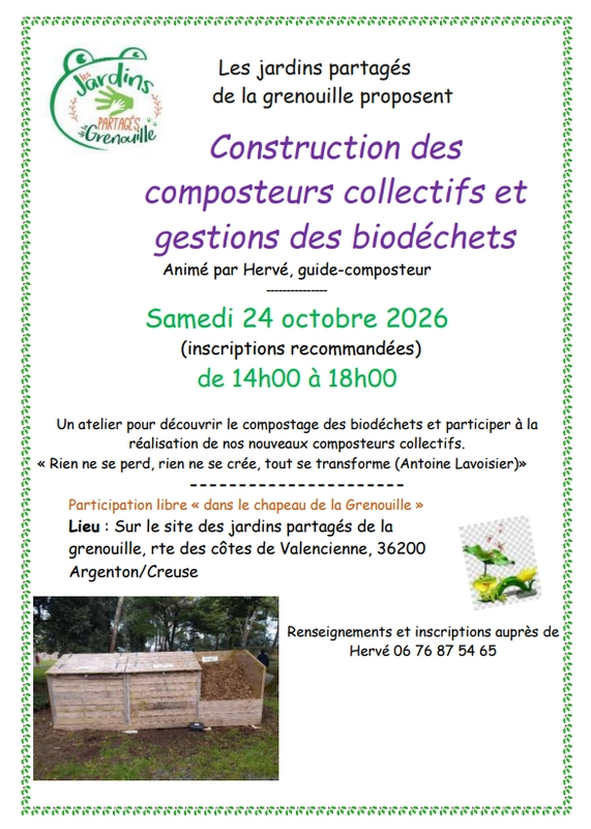 Construction des composteurs collectifs et gestions des biodéchets