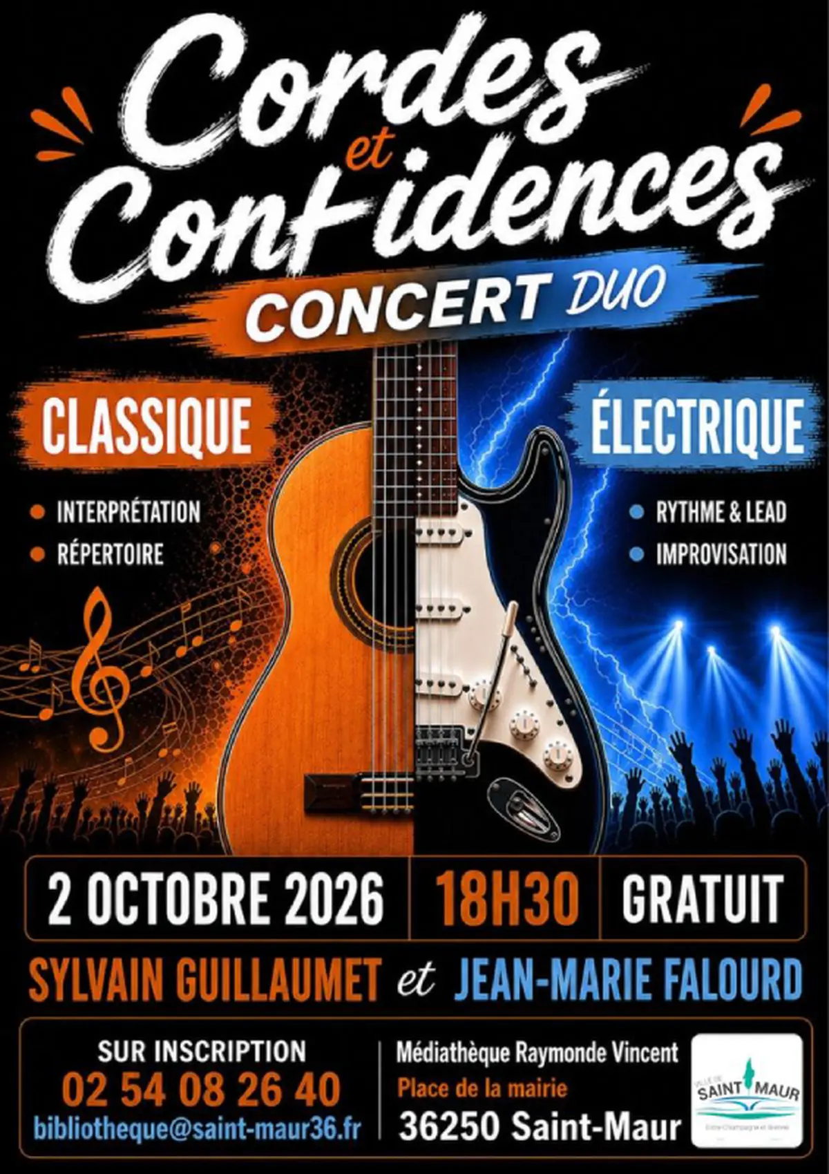 Cordes et confidences, Concert duo - guitare sèche et guitare électrique