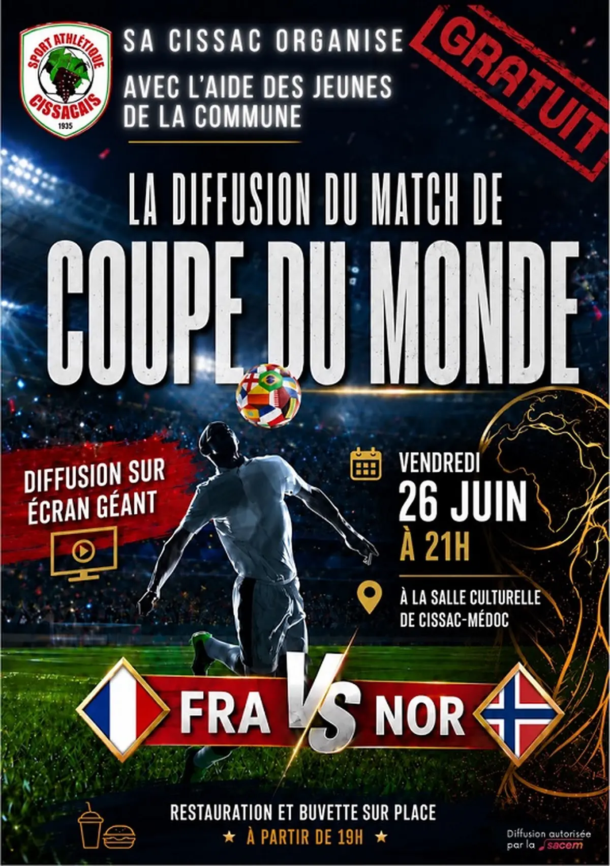 Coupe du Monde 2026 : soirée retransmission à Cissac