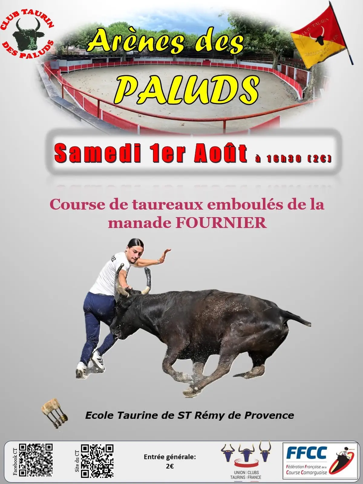 Course camarguaise de taureaux emboulés