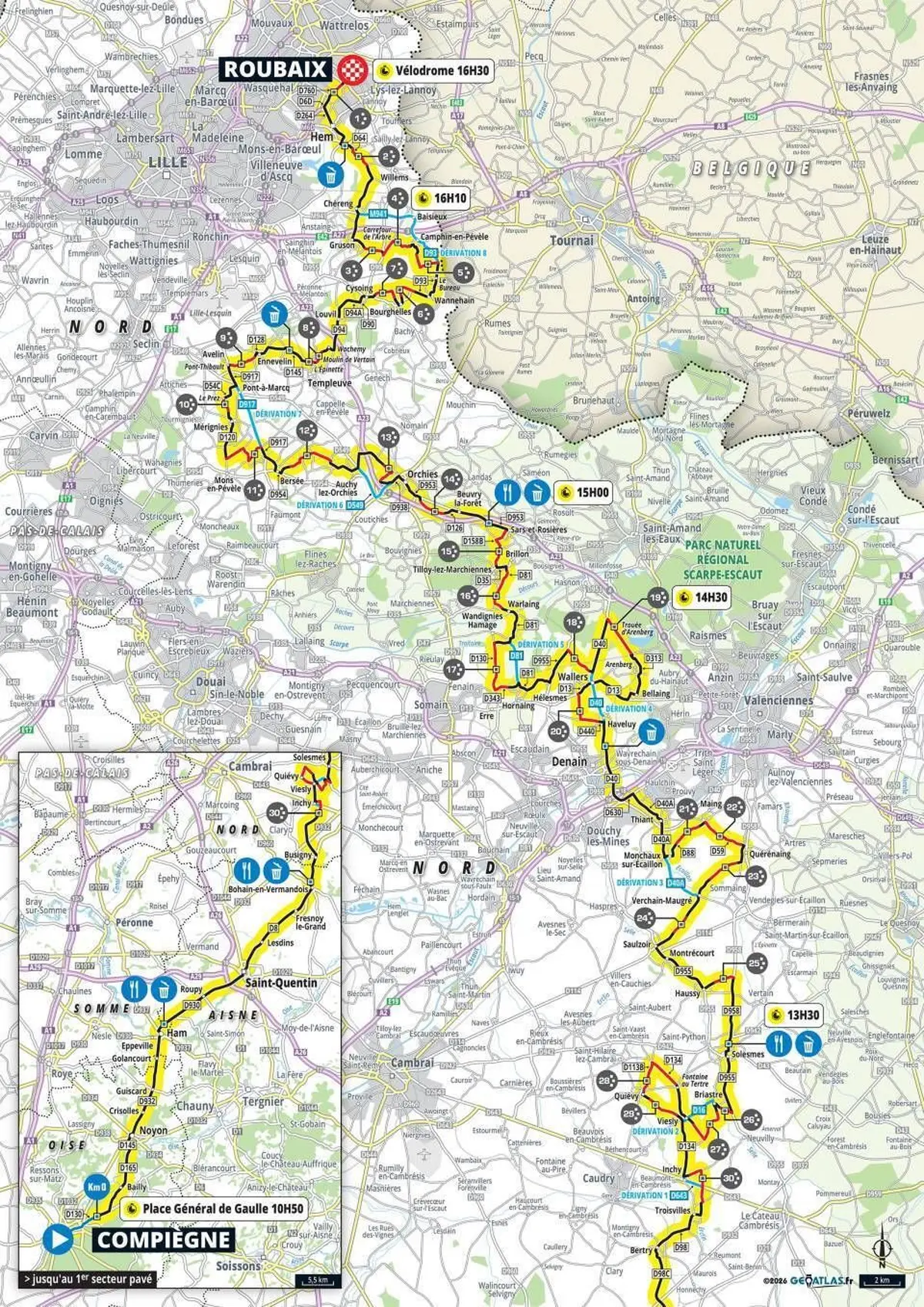 Le parcours de Paris-Roubaix 2026