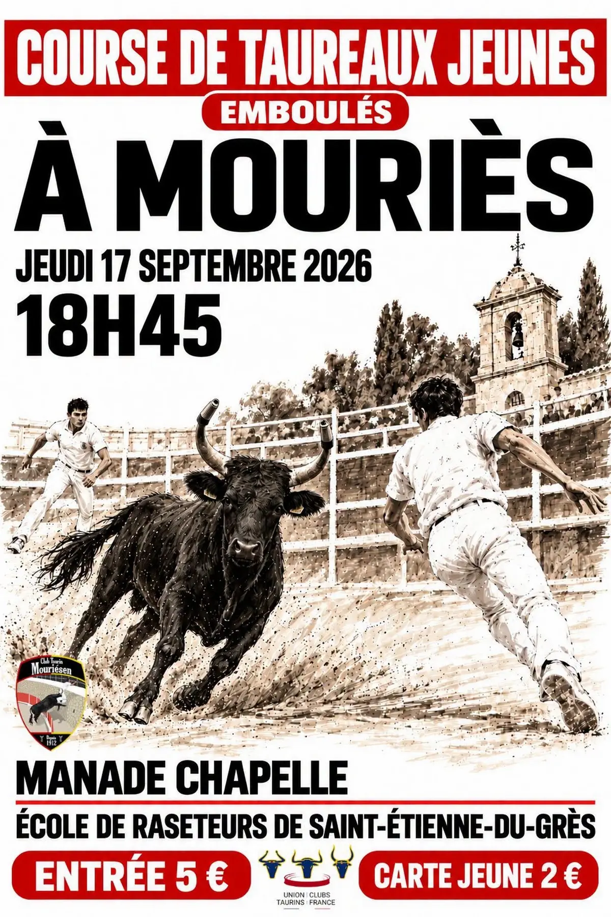 Course de taureaux emboulés à Mouriès