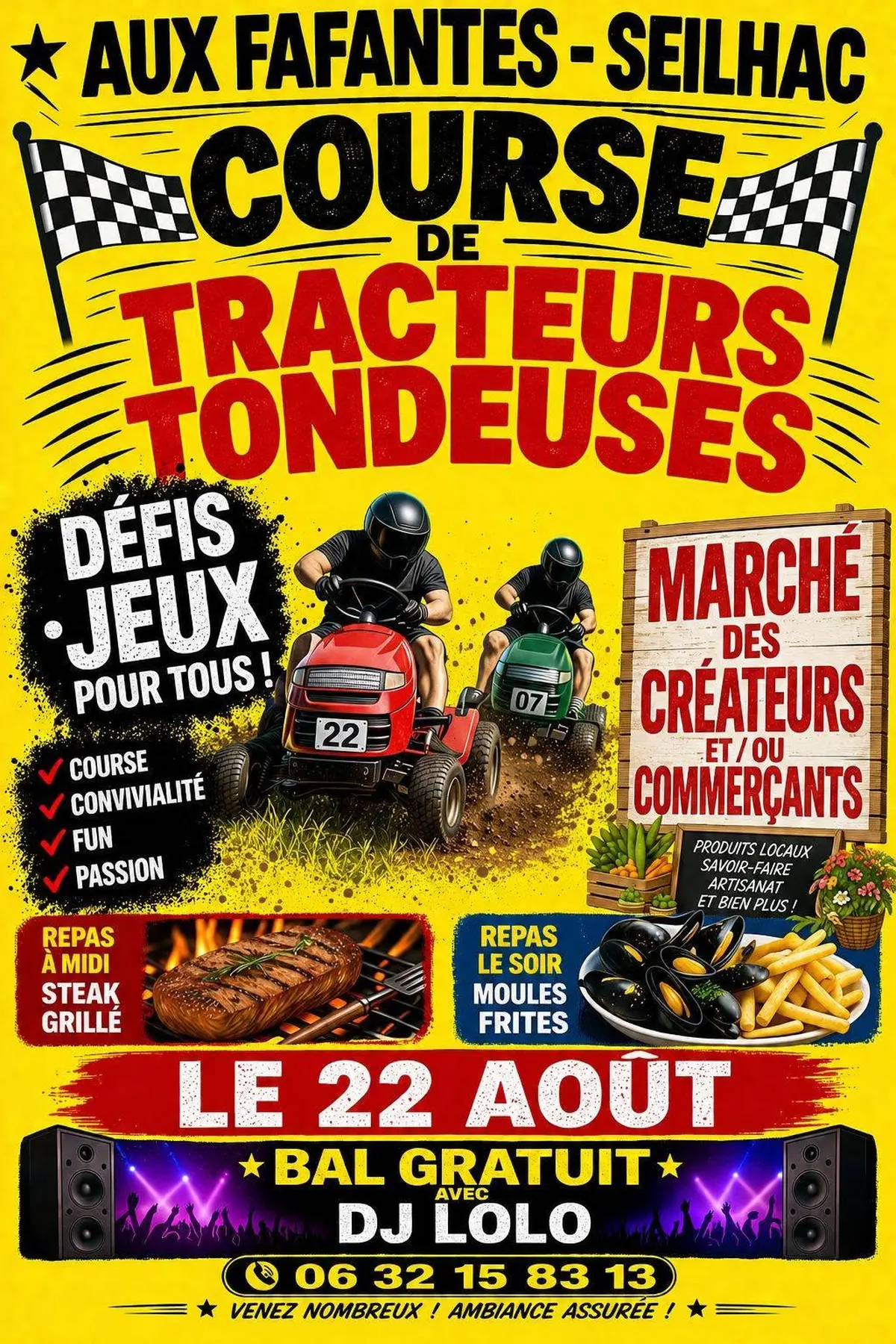 Course de tracteurs tondeuses