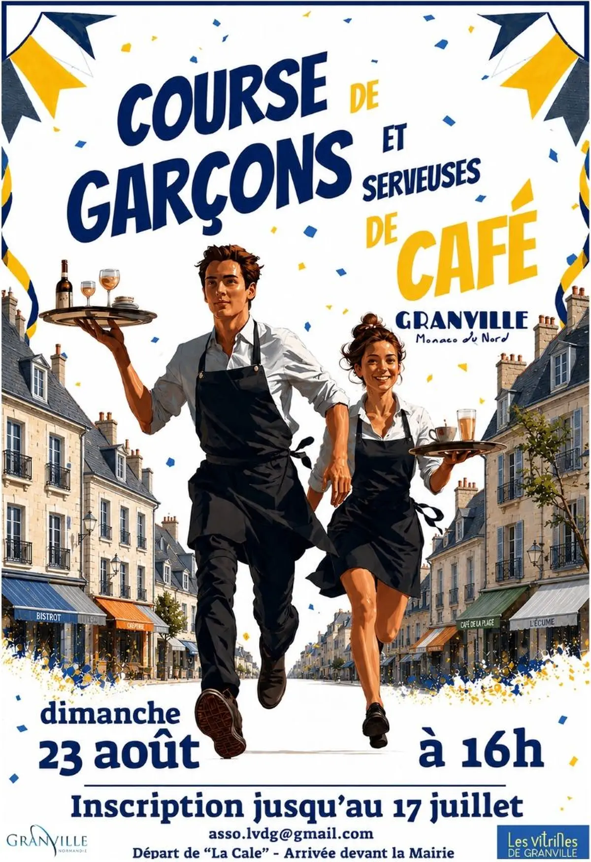Course des garçons et serveuses de café