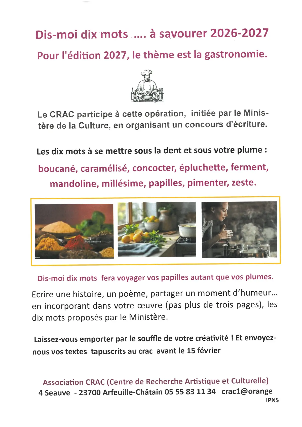 CRAC : Dis-moi dix mots ... à savourer 2026-2027
