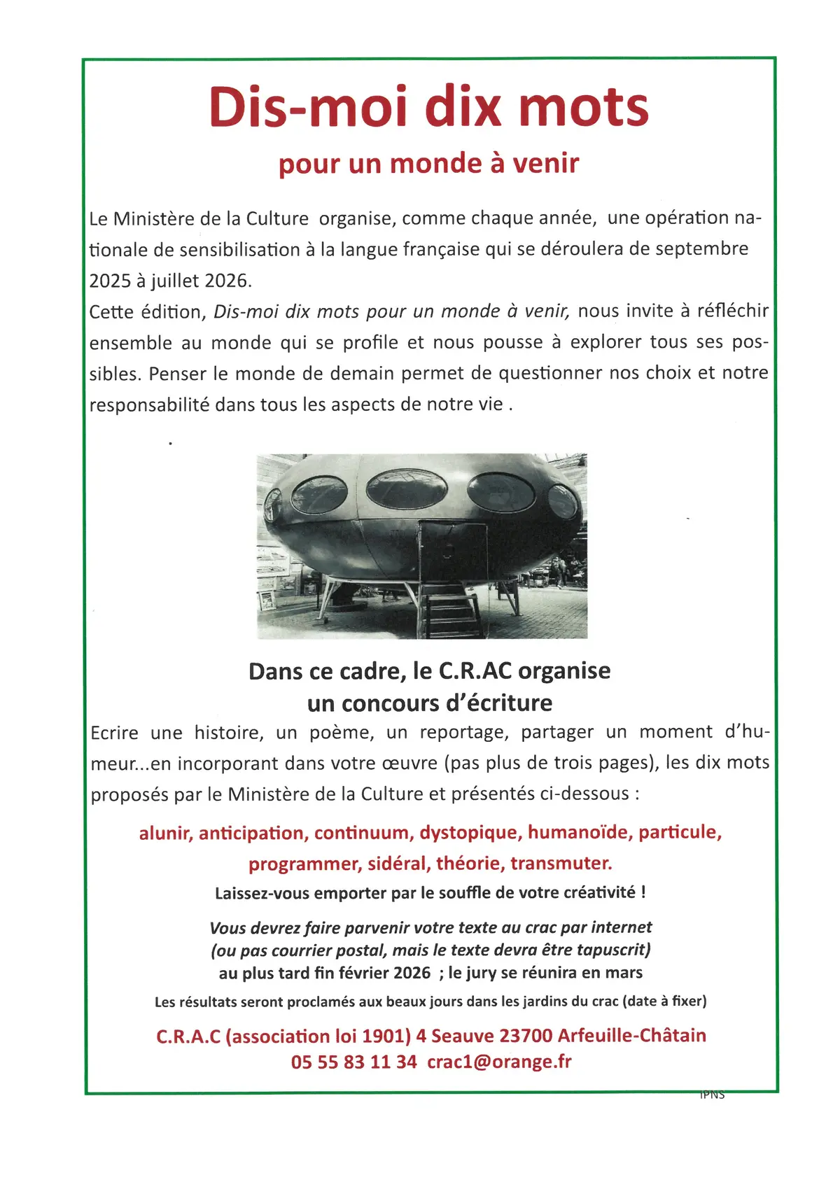 CRAC : Dis-moi dix mots pour un monde à venir