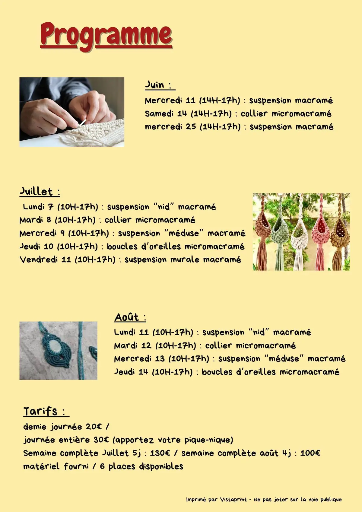 Création en macramé et micro macramé