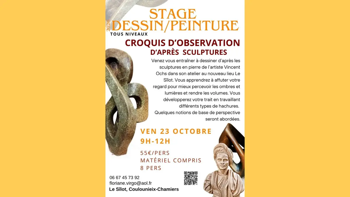 Croquis d'observation d'après sculpture - Stage dessin & peinture