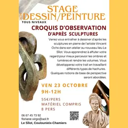 Croquis d'observation d'après sculpture - Stage dessin & peinture