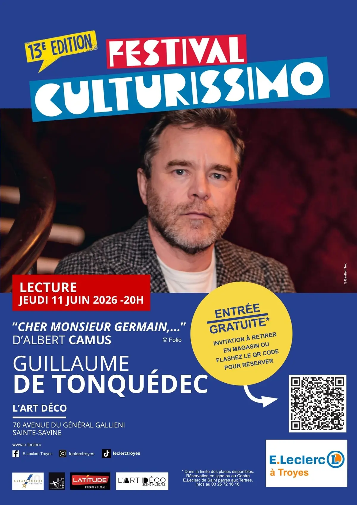 Culturissimo 2026 : Lecture de Guillaume de Tonquédec