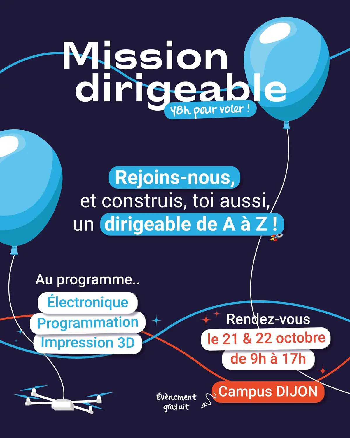 Stage gratuit lycéen Mission dirigeable : 48h pour voler