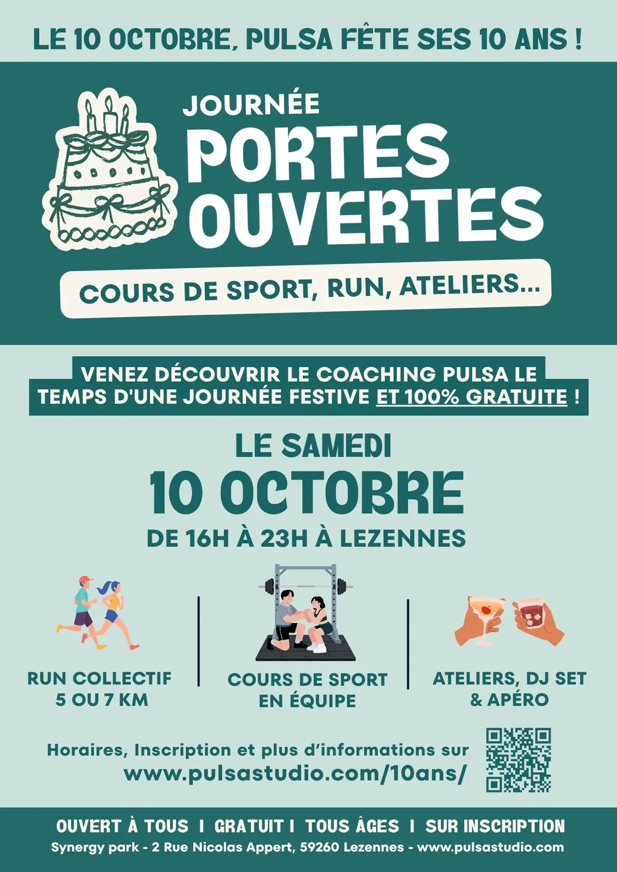 Pulsa fête ses 10 ans : Sessions sport gratuites, run, animations & DJ Set !